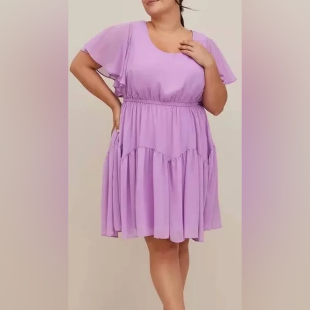 Torrid Lilac Chiffon Flutter Sleeve Dress - 3